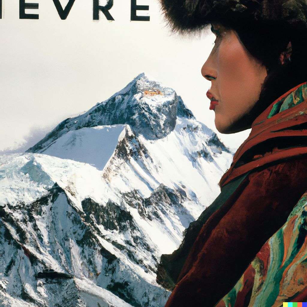 someone gazing at Mount Everest, front cover of Vogue, 1990